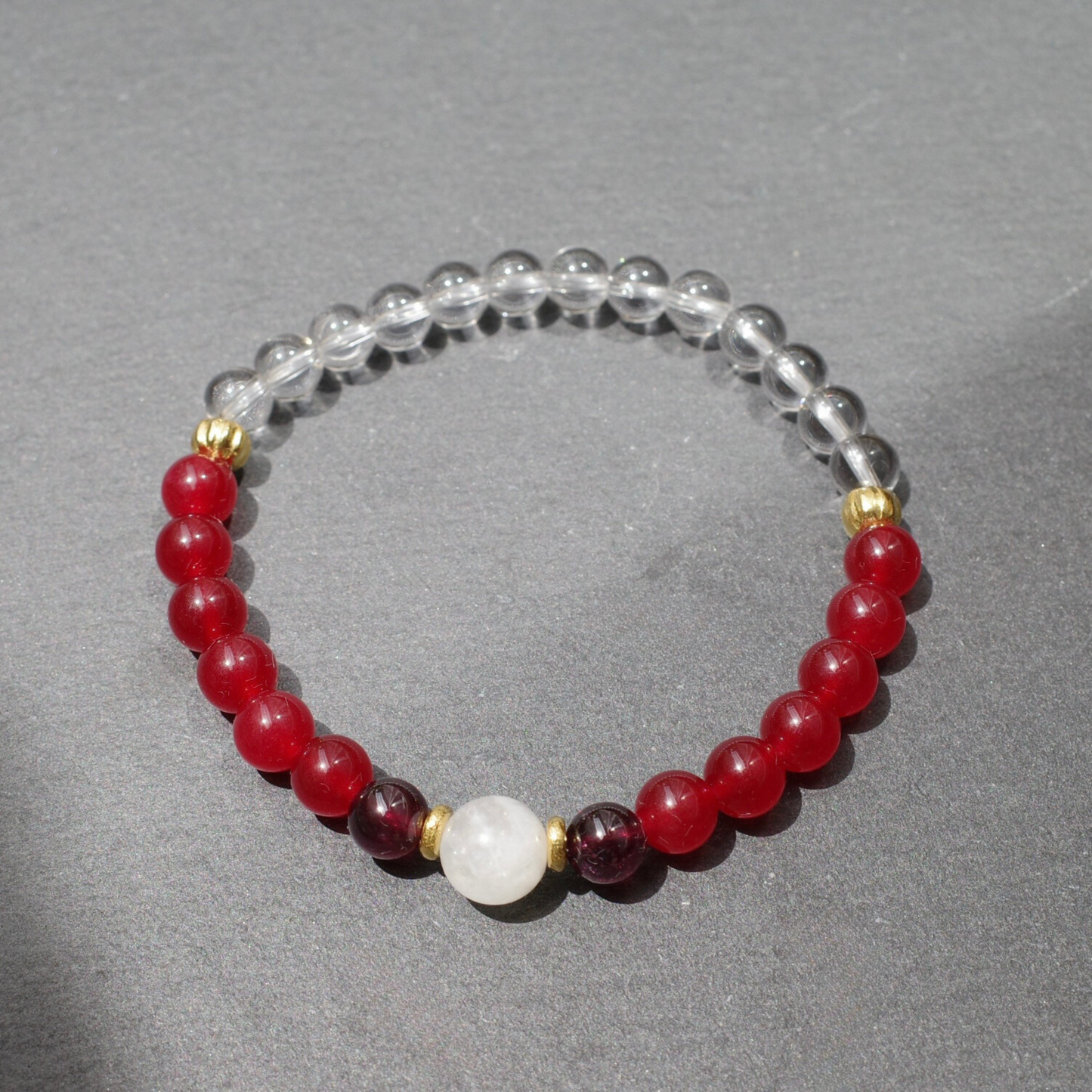 天然石レッドジェード× 水晶×スターガーネット Mala Bracelet